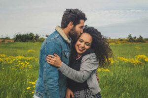 young couple hugging