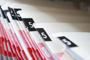 numbered file folders of medical records