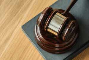 judge's gavel sitting on table