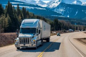 white truck driving on highway