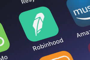 Robinhood iPhone app icon on screen