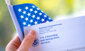 American flag and Department of Homeland Security envelope